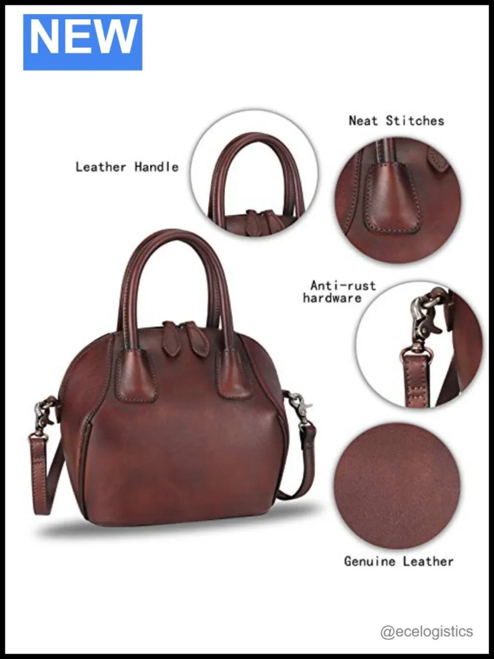 Genuine Leather Top Handle Satchel Purse for Women Vintage Handmade Handbag